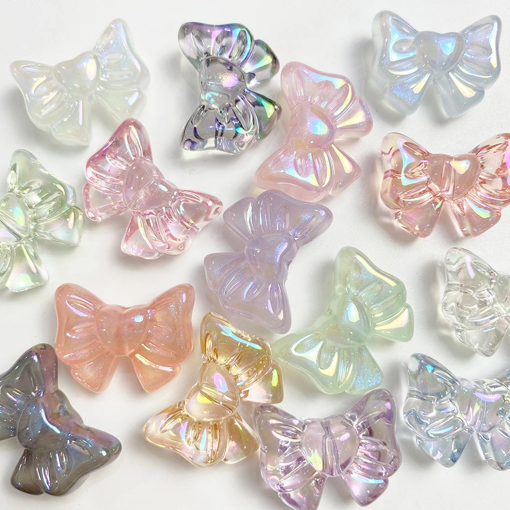 uv镭射镀彩美少女蝴蝶结透明人鱼姬夜光diy手工材料散珠饰品配件