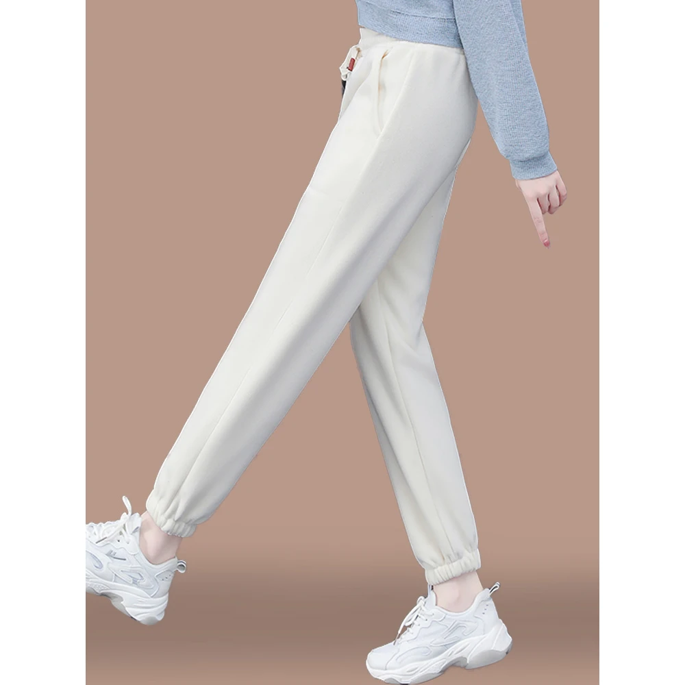 啄木鸟运动裤女冬季加绒加厚裤子中年妈妈束脚卫裤双面绒休闲女裤