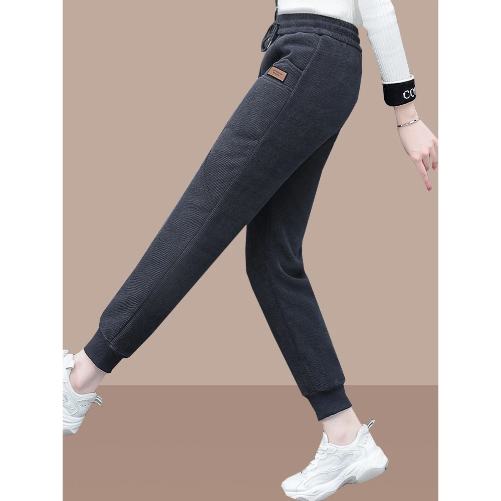 啄木鸟羊羔绒裤子女冬季加绒加厚中老年妈妈外穿休闲运动保暖裤