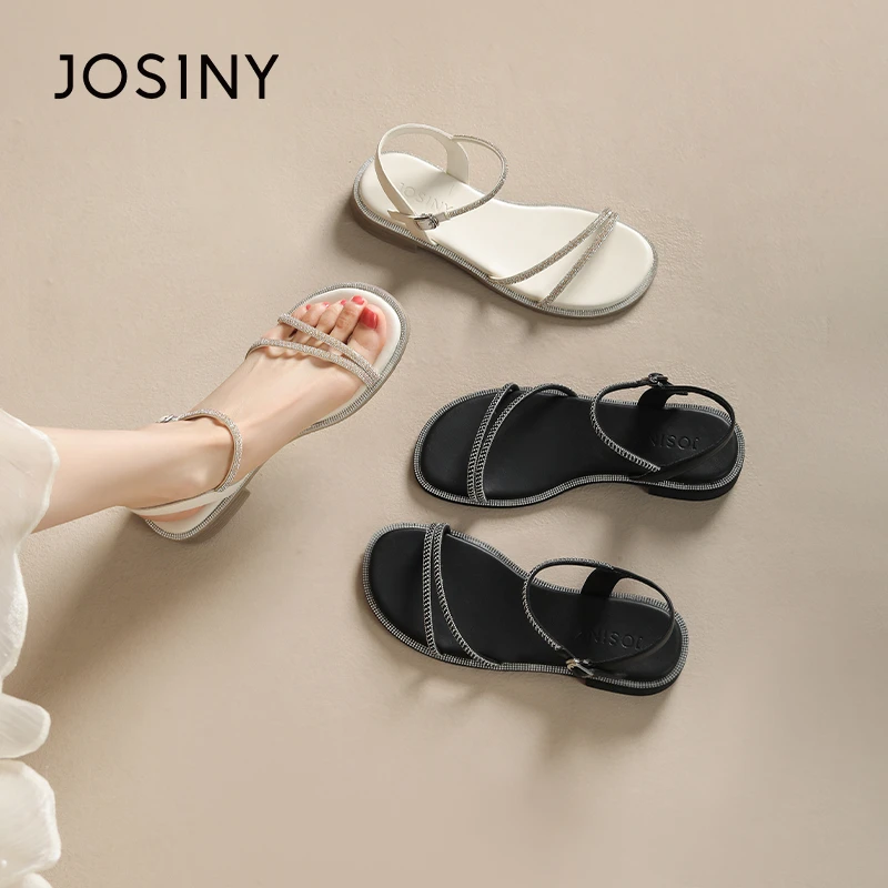 卓诗尼夏季法式钻石网红时尚百搭仙女风软底ins露趾凉鞋4J1A41182