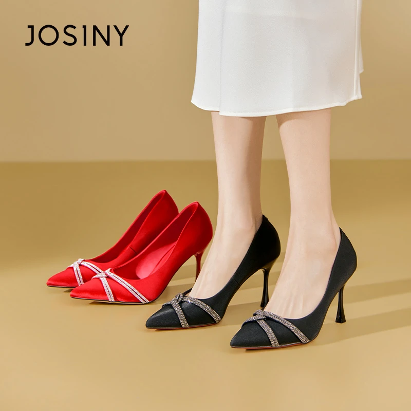 卓诗尼2023年春季尖头细跟伴娘婚鞋浅口职业工装高跟鞋391K14361