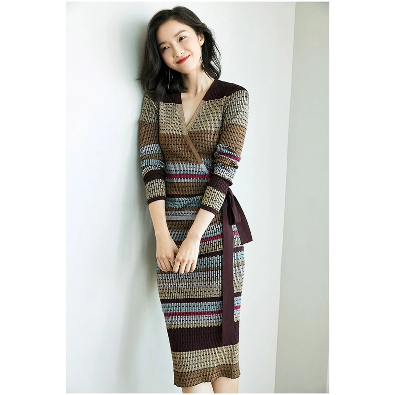 八色金葱纱线针织新款裹身裙气质爆款修身洋气套装半身裙两件套