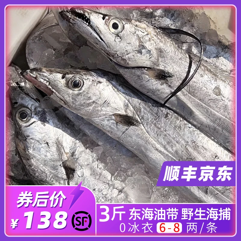 6-8/两舟山海鲜雷达网小眼睛油带新鲜带鱼直播文枝深海鲜嫩鲜美肉