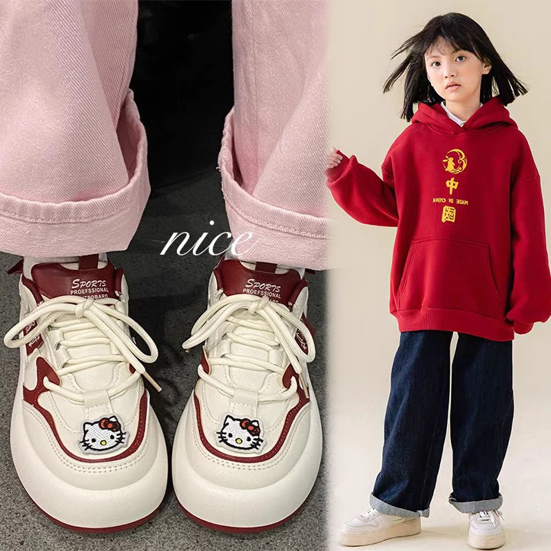 中大童女童板鞋韩版潮童2024春新款休闲鞋HelloKitty运动鞋多巴胺