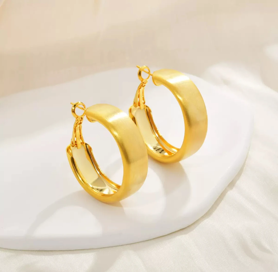 铜合金耳饰 轻奢2024新款拉丝气质耳环时尚耳扣