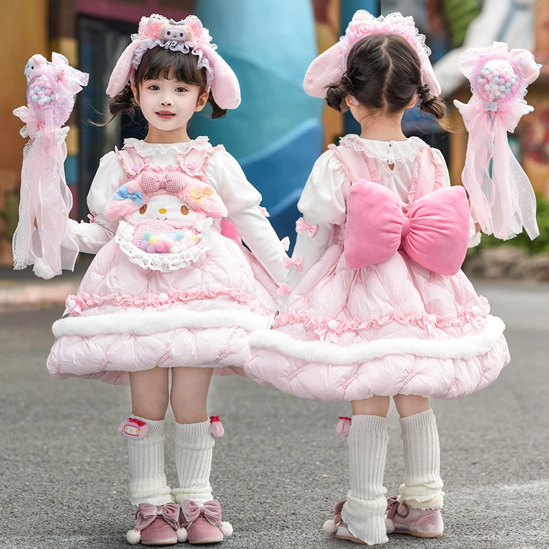 【美乐蒂公主】女童棉服花苞裙儿童冬季新款洋气生日卡通加绒蓬蓬裙