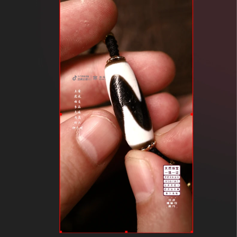 【吾珠】台珠5A黑白虎牙玛瑙项链