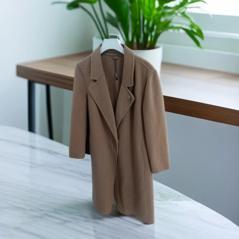 【A345】秋冬新羊毛风衣女中长款双面毛呢外套大衣