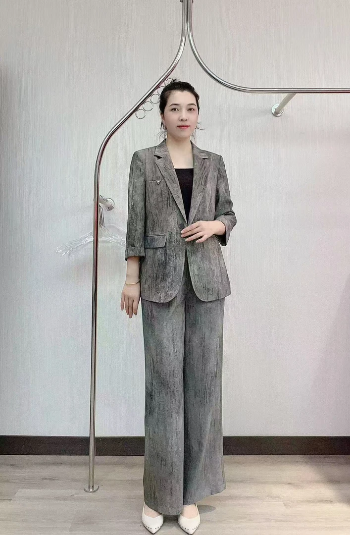 【T1386】新款经典质感通勤时尚显瘦两件套套裤女