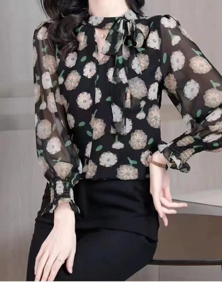 【C1262】新款气质翠花长袖衬衣小衫衬衫
