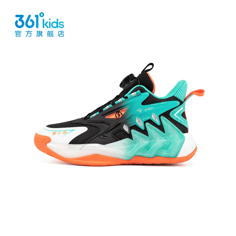 361°kids男童运动鞋冬季中大童旋钮扣童鞋实战防滑缓震儿童篮球鞋