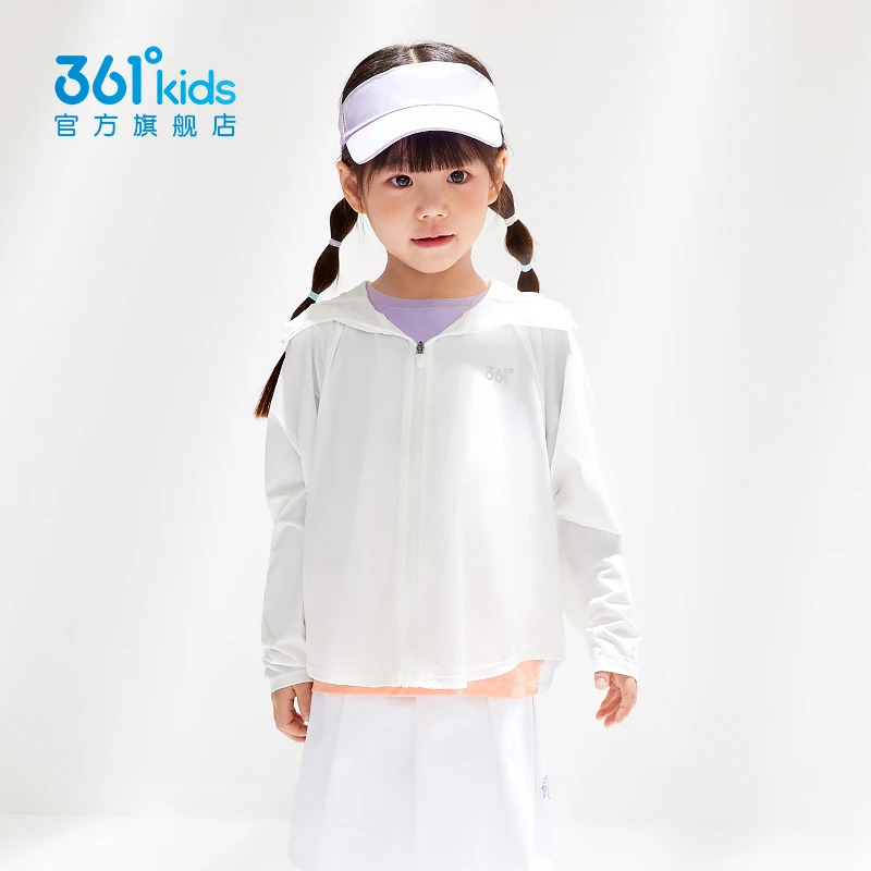 361°kids童装女童连帽针织薄外套透气马克龙配色轻薄外套时尚休闲