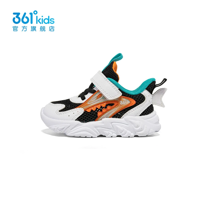361°儿童童鞋男童透气软底魔术贴休闲鞋幼童网面时尚潮流运动鞋