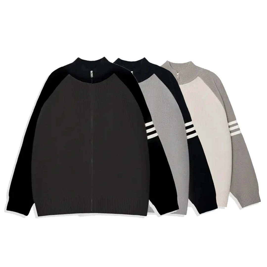 轻熟男士秋季撞色开衫外套简约休闲线衣百搭韩系毛衣针织潮牌上衣