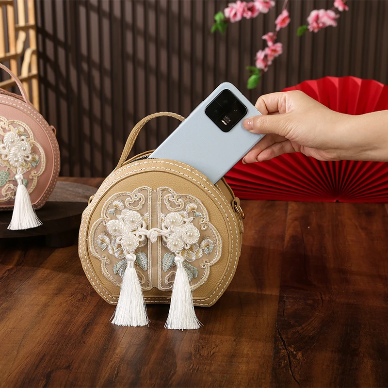 2024年新款绣花包手工diy材料包编织简约古风百搭单肩斜跨小包包