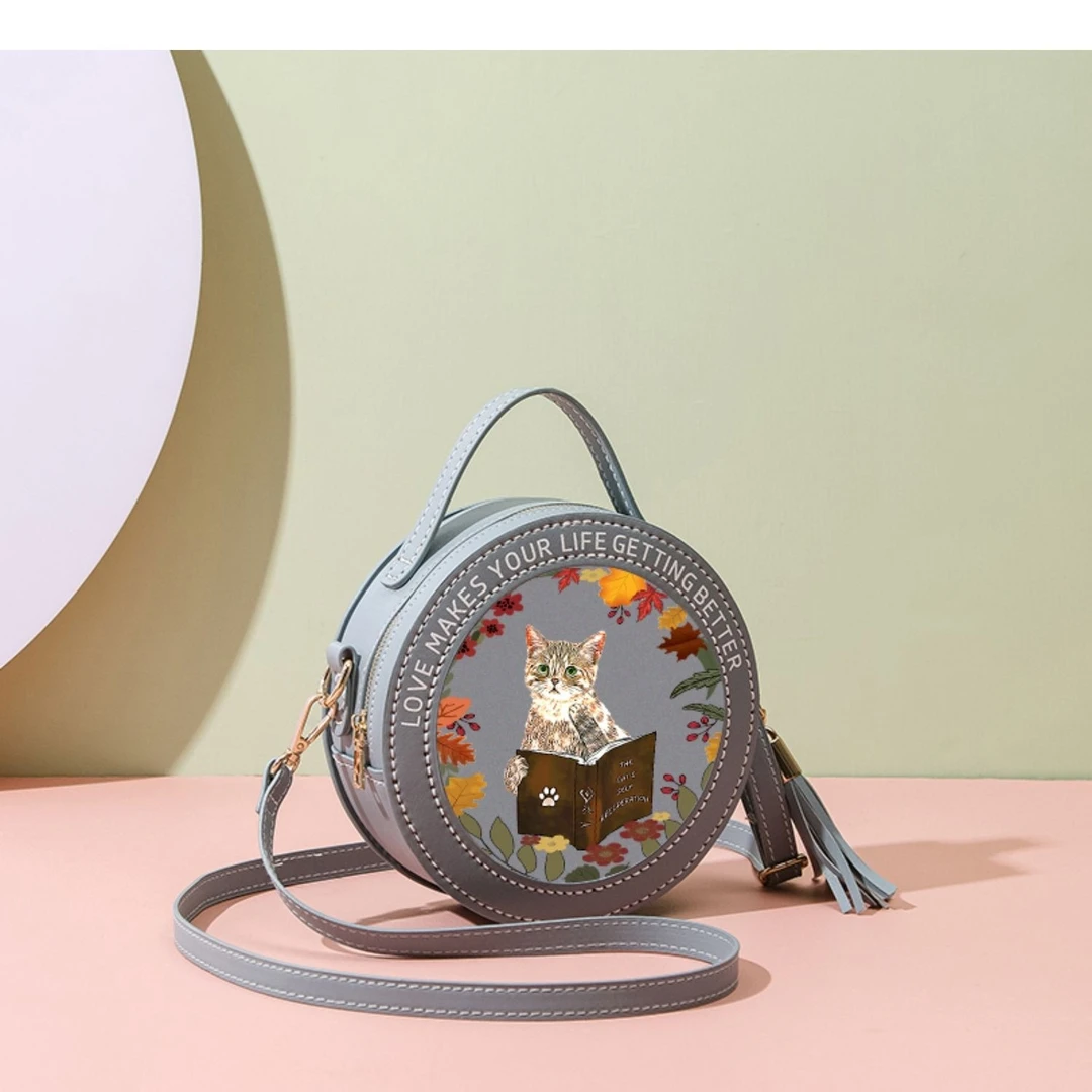 2024爆款手工包包圆饼包夏季潮流女大容量出行随手拎的包柴犬猫咪