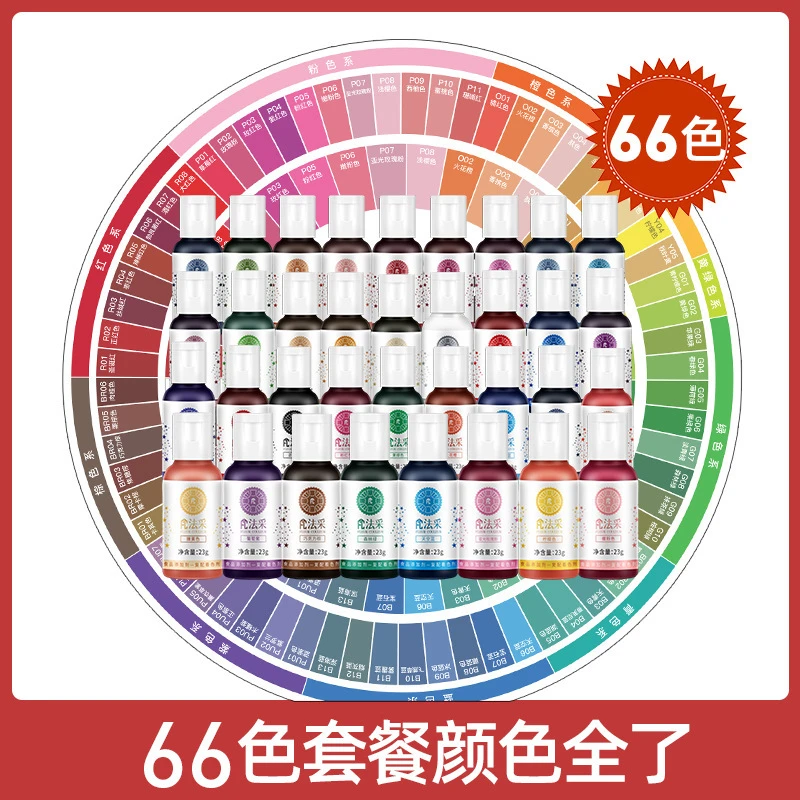 FC法采可食用色素烘焙食品级蛋糕奶油翻糖调色红金色白玫红色66色