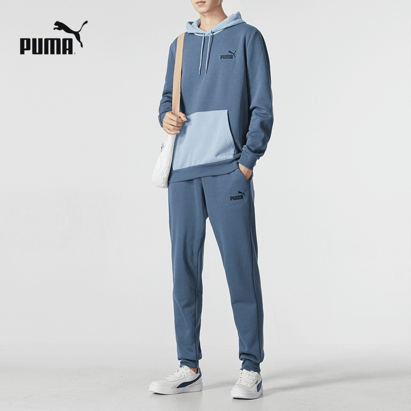 PUMA彪马套装男装秋季新款户外保暖针织卫衣套头衫卫裤 672497-18