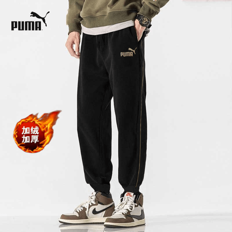 PUMA彪马长裤男2023新款时尚黑色针织运动裤针织加绒休闲裤680307