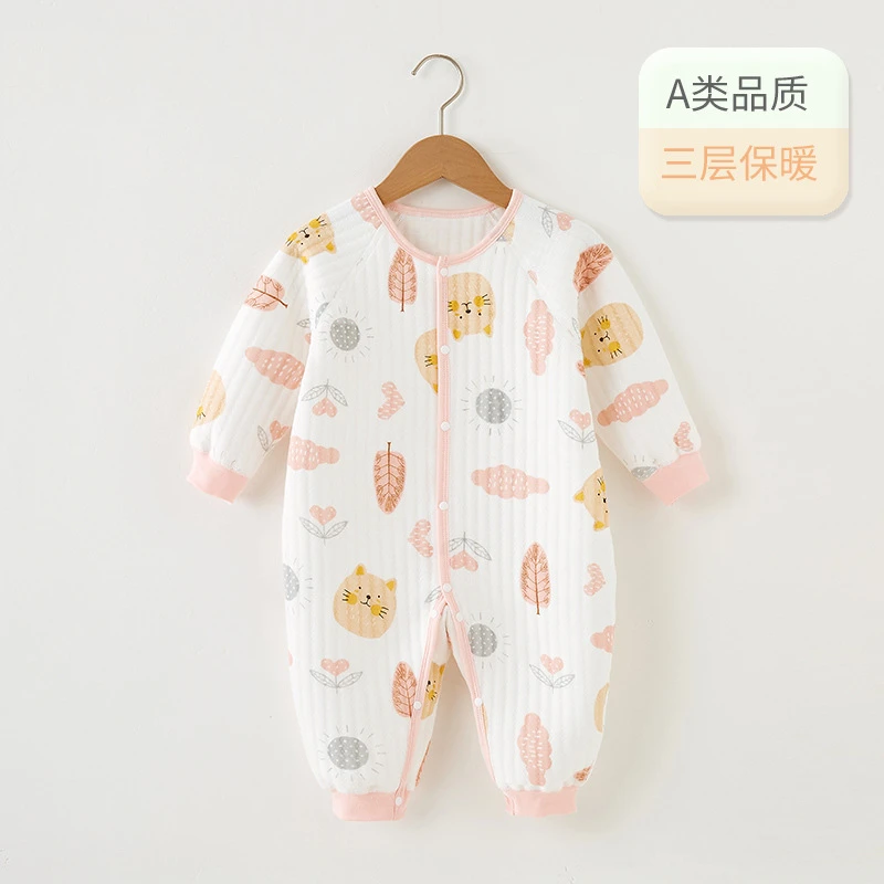 新生婴儿衣服秋冬季连体衣初生宝宝薄棉无骨保暖衣哈衣空气棉秋装