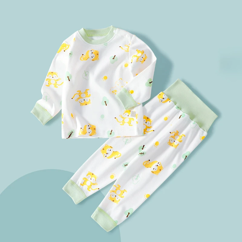 宝宝秋衣秋裤套装纯棉婴儿童保暖内衣高腰护肚秋冬厚款男女童睡衣