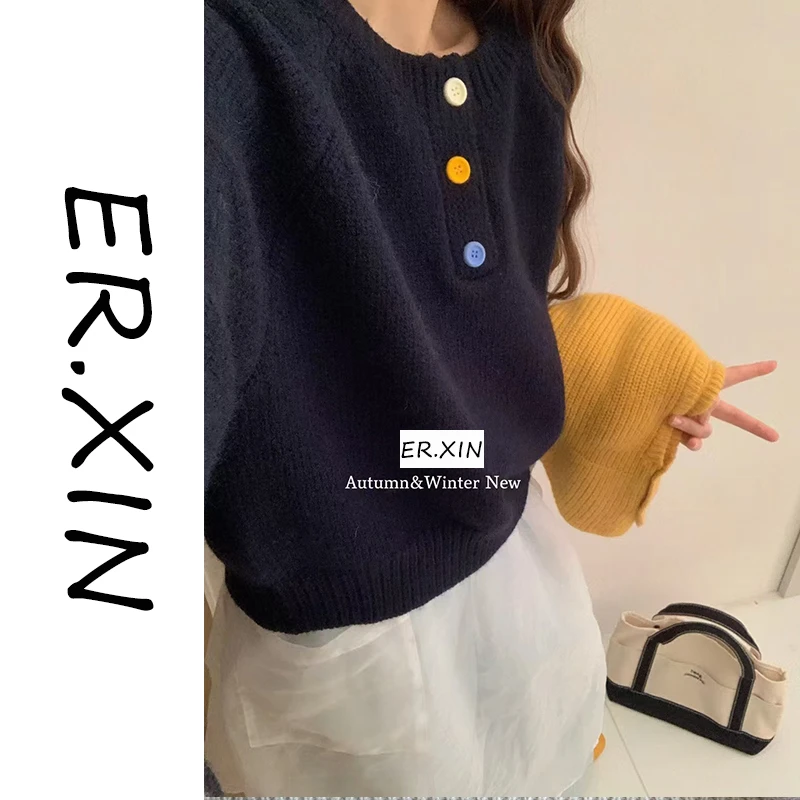 ER.XIN-’小暖心‘-冬季新款套头毛衣 彩色扣设计 订单款 高品质