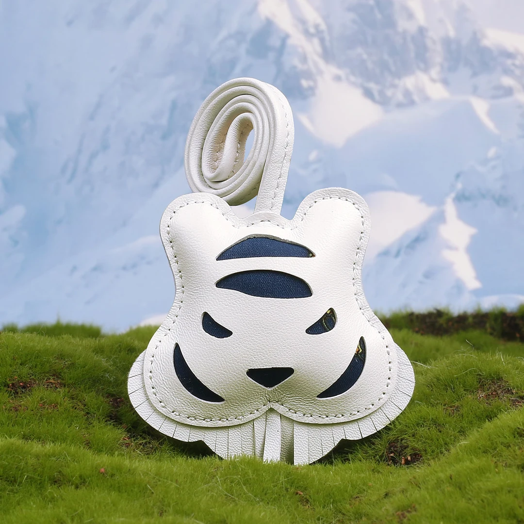 小老虎头挂件手工真皮包包挂饰女流苏挂饰车载吊饰钥匙扣