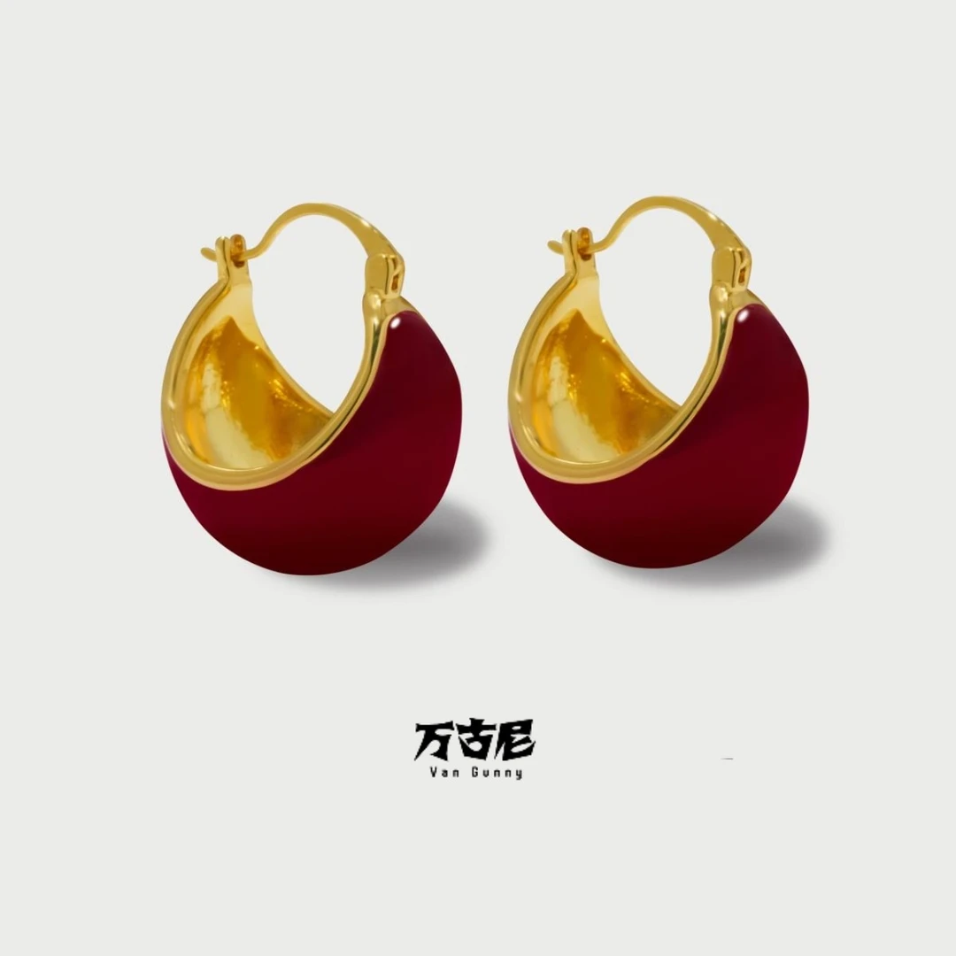 925银耳饰 EH0116Y-J《红色探戈》红耳环耳扣时尚法式设计轻奢欧美