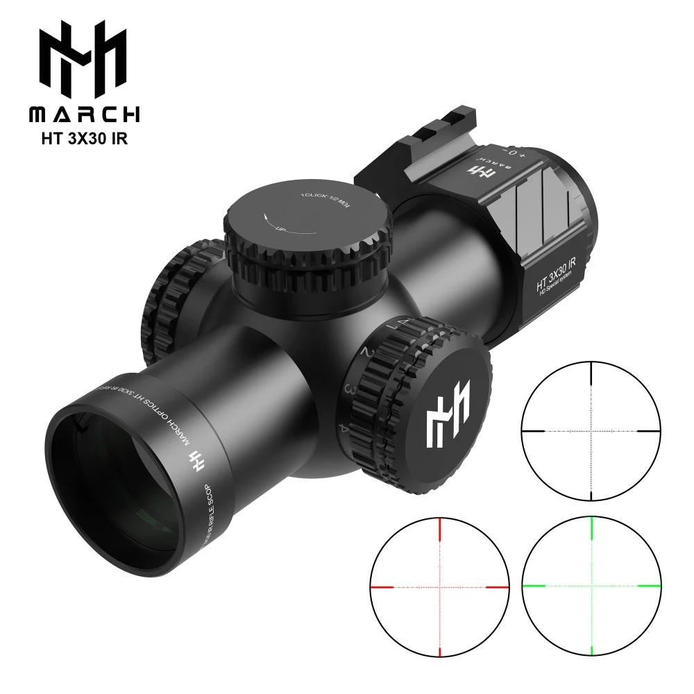 MARCH/进军HT3*30IR十字镜抗震短速瞄清晰防水红绿灯光20mm
