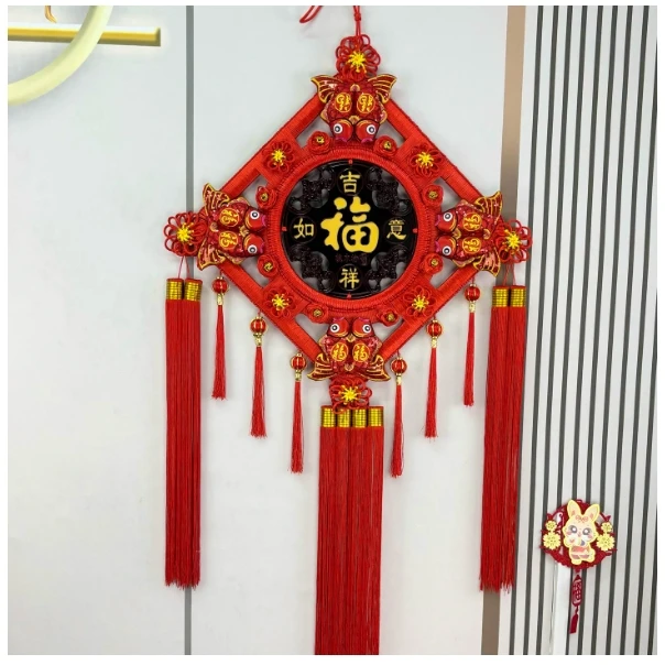 桃木中国结四方八鱼年货春节挂件过年礼品客厅挂饰