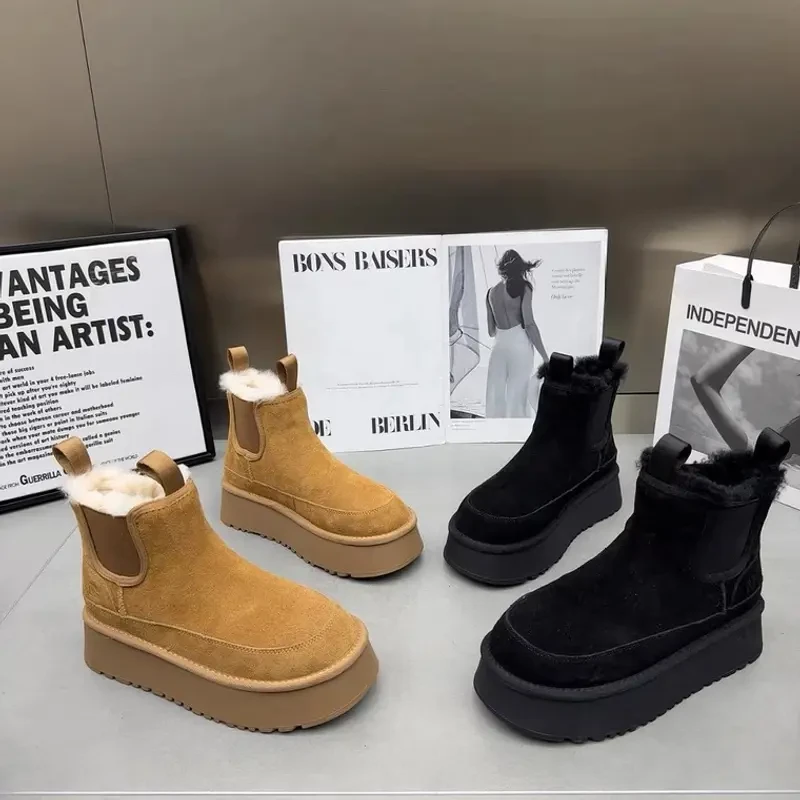 沐子街HY001冬季新款厚底休闲大棉保暖时尚爆款切尔西雪地靴女鞋8