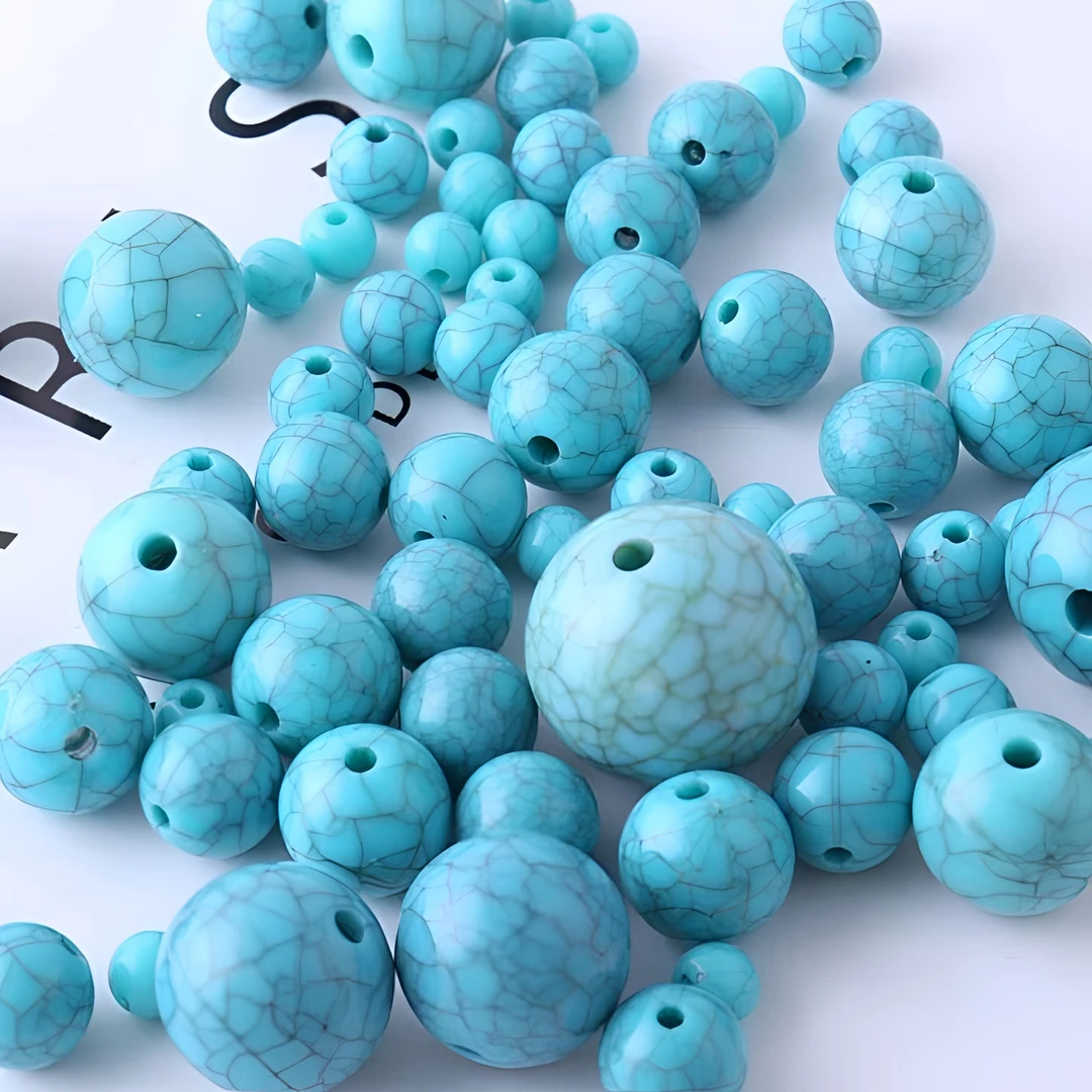 【仿绿松石珠子】手工DIY手链项链编制散珠装饰品塑料珠亚克力圆珠