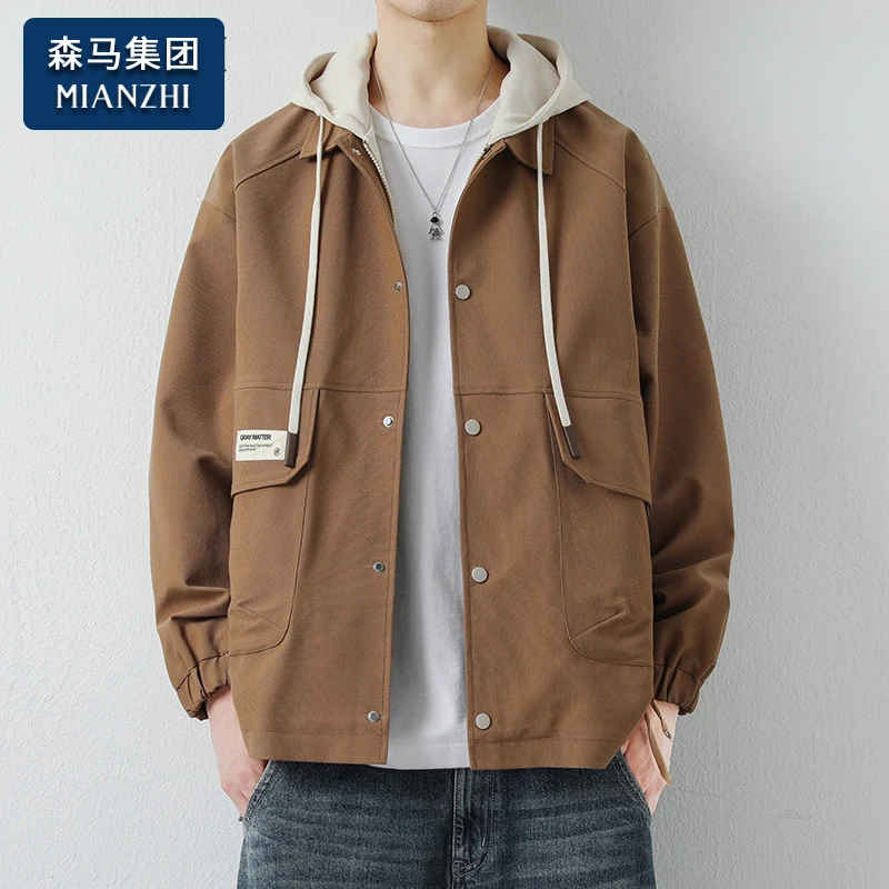 棉致假两件夹克男士外套春秋季2025新款潮牌痞帅男款工装休闲男装