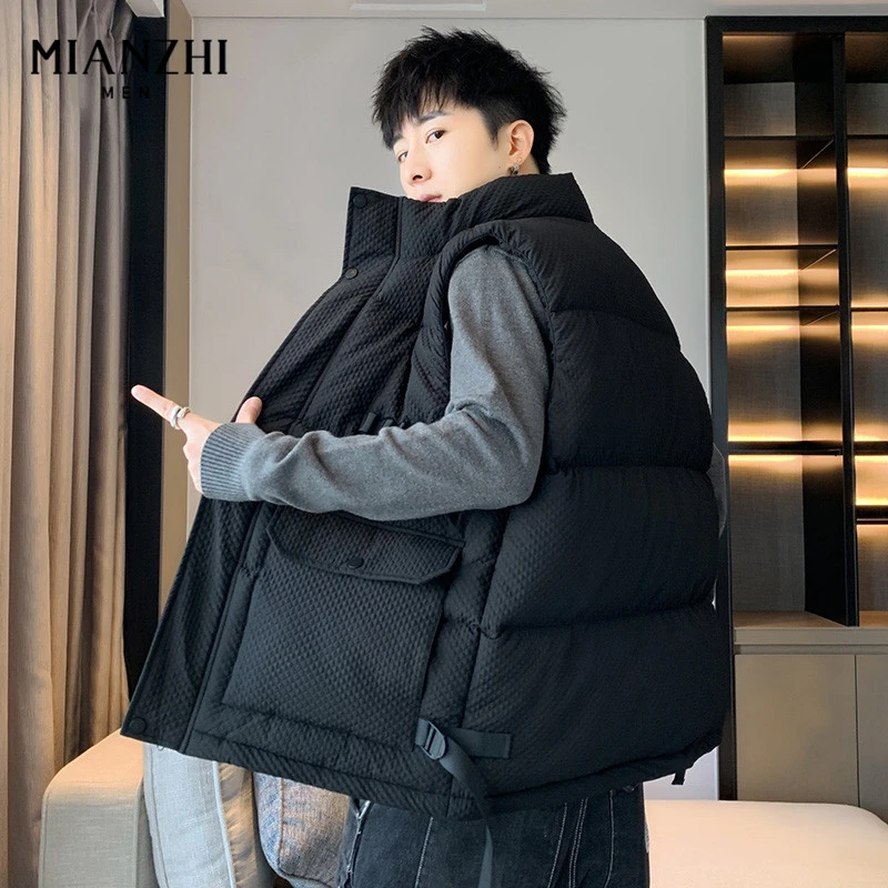 棉致立领马甲秋冬外套男士春秋季新款百搭无袖背心男装棉马夹衣服