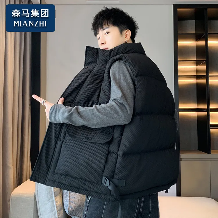 棉致立领马甲外套男士春秋冬季新款百搭无袖背心男装棉马夹上衣服