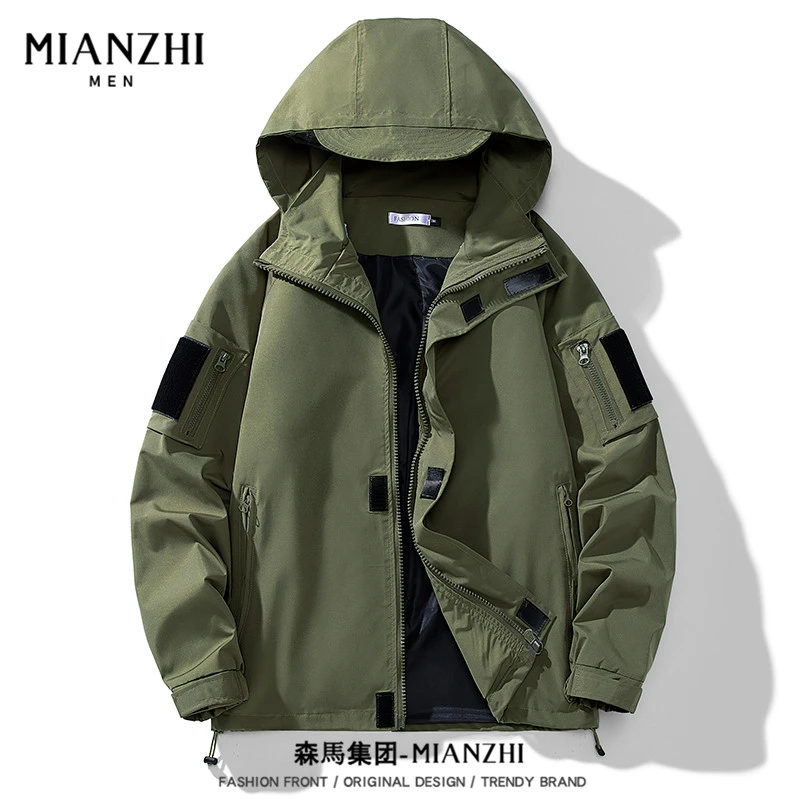 2025新品棉致日系冲锋款男士春秋季户外休闲潮牌连帽机能夹克外套