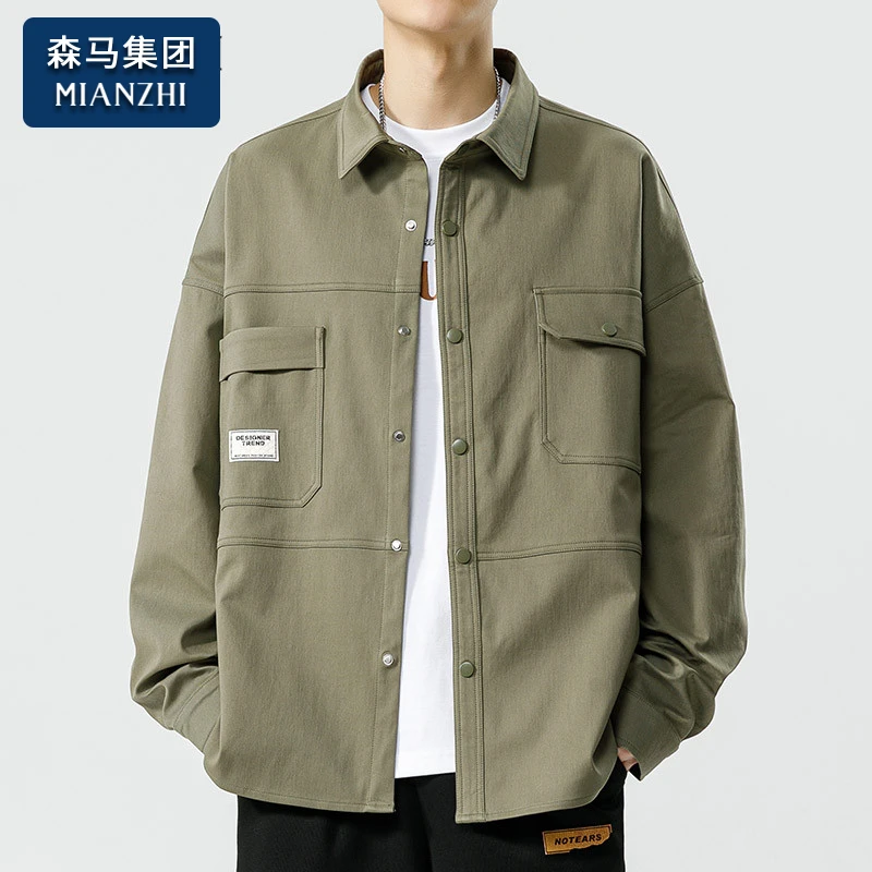 棉致长袖衬衫男士春秋季2025新款日系潮牌休闲痞帅工装衬衣服外套