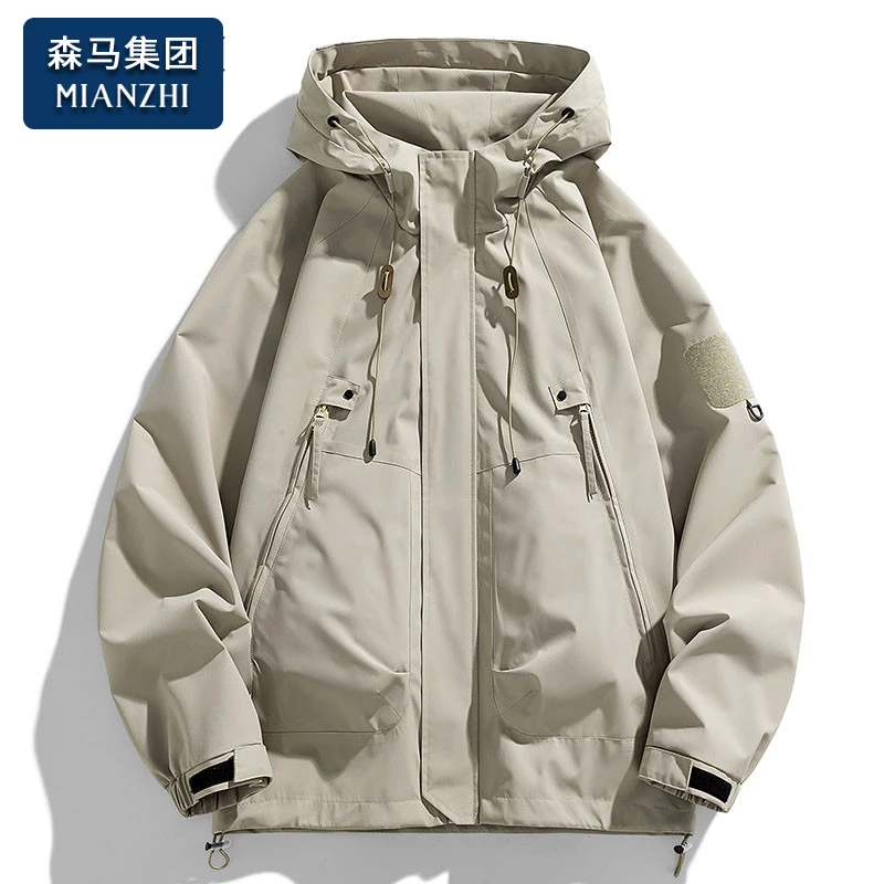 2025新品棉致男士外套春秋季连帽休闲工装日系潮牌美式上衣服夹克