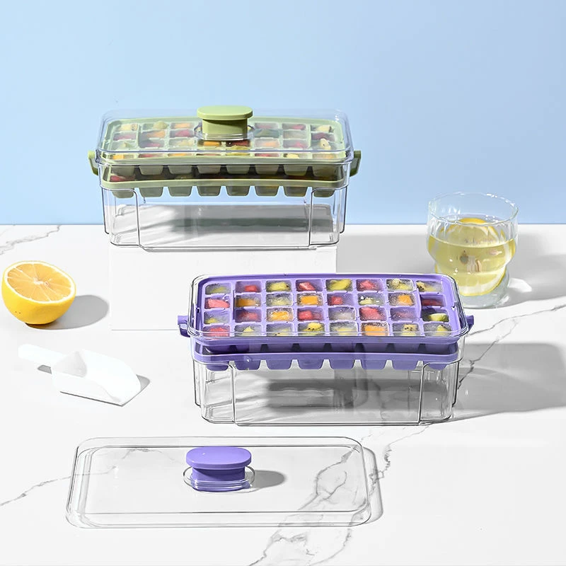 按压式冰块模具冰格制冰家用食品级盒冻模型自制冰箱储存制作神器