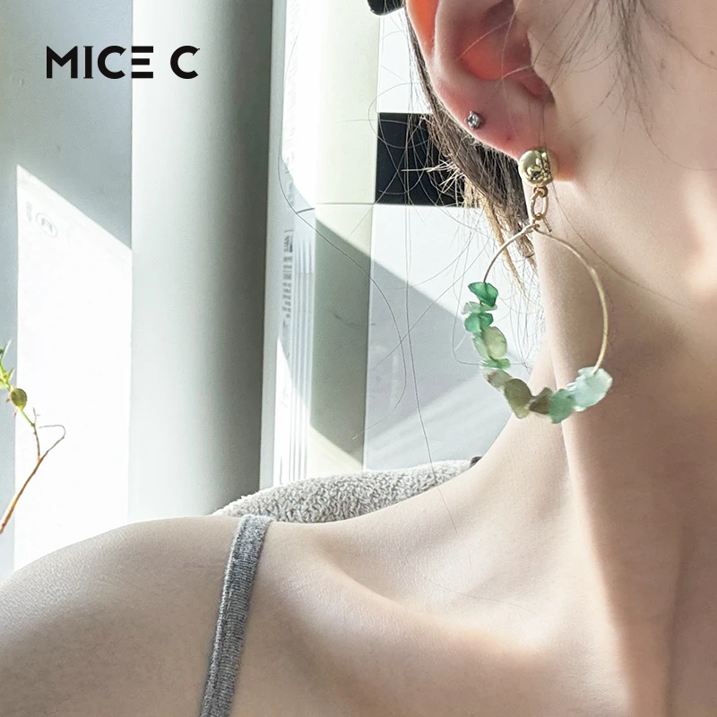 合金耳饰 耳环耳圈 防过敏耳针绿色耳饰