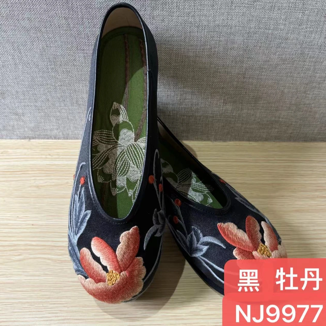 娜家国风牡丹刺绣布鞋NJJT（9977）传统中国风千层底防水台