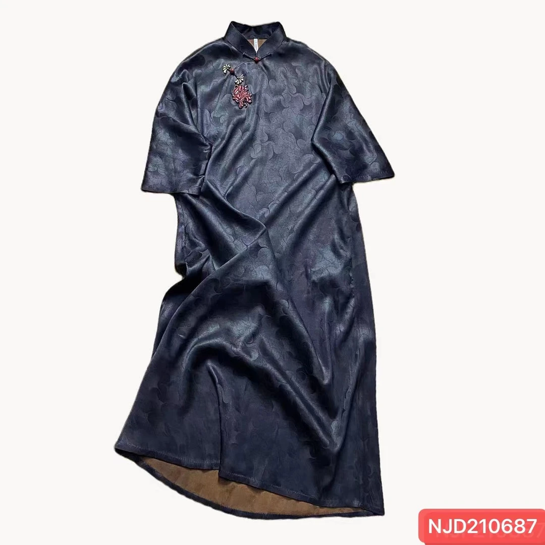 娜家国风鸟语花香袍子NJD（210687）复古中国风设计师