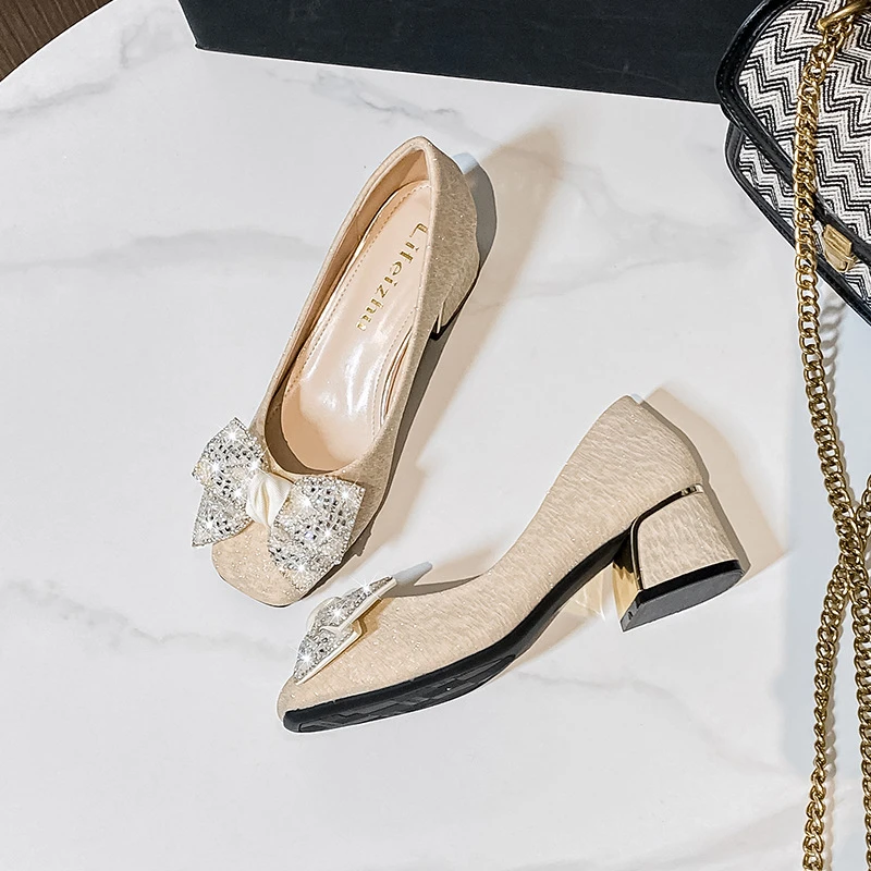 2024春新款浅口圆头单鞋增高显瘦仙女风小香风显气质百搭软底软面