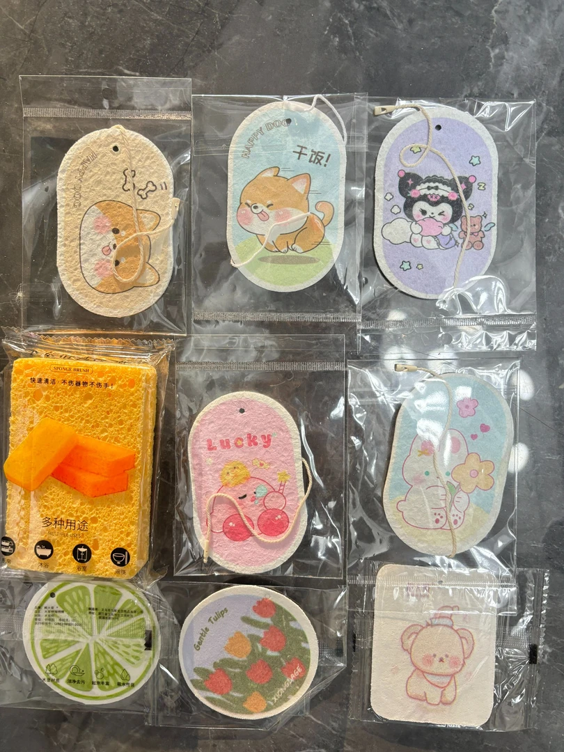 福袋木浆洗碗棉一片吸水加厚不沾油图案款式随机发货可爱快速家用