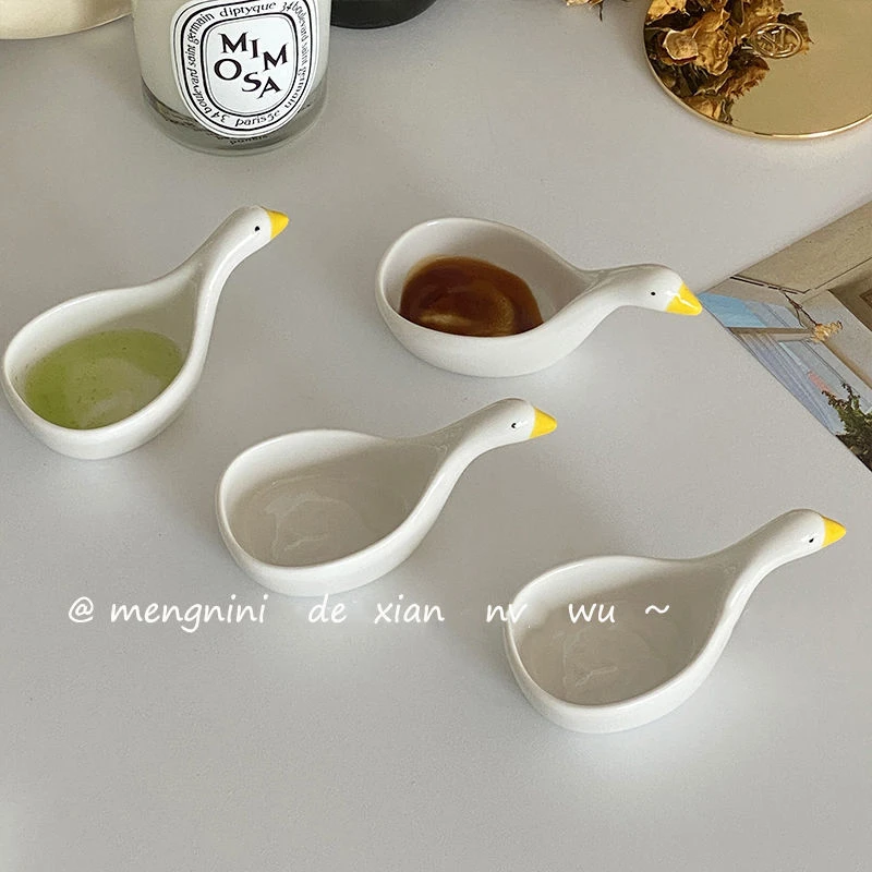 可爱小鸭鸭蘸酱碟 ins日式创意立体陶瓷小碟卡通调料碟番茄酱醋碟