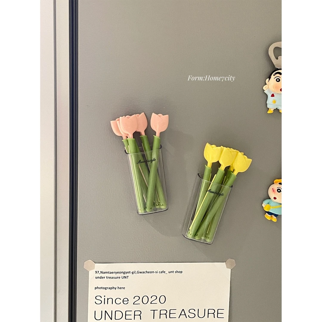 郁金香封口夹可吸附冰箱方便小夹子可爱家用零食密封夹子磁吸套装