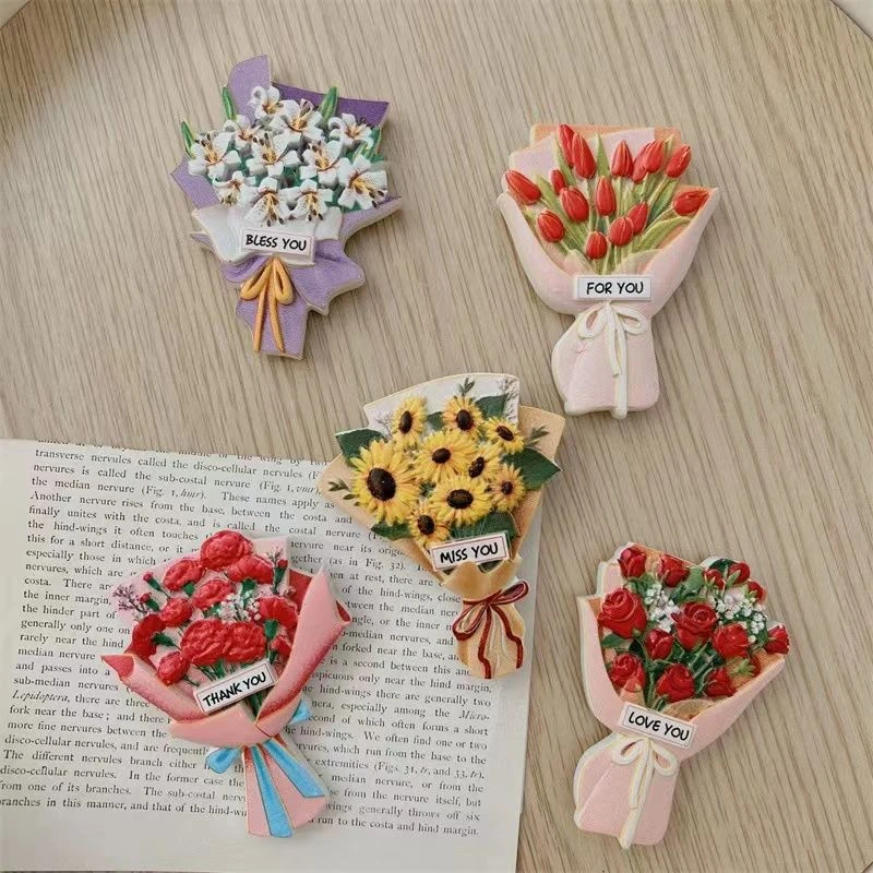 送你一束花 ins立体花束冰箱贴家居装饰树脂磁性贴留言卡片吸铁石