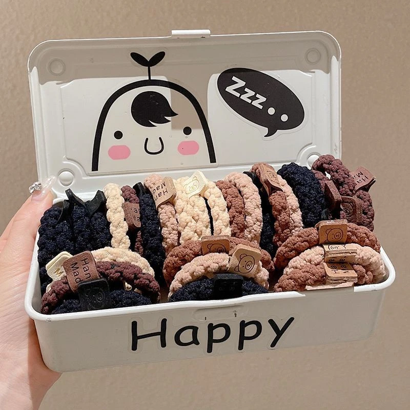 小皮筋毛绒丸子头小肠发圈头饰简约皮筋女高弹小熊百搭头绳扎头发