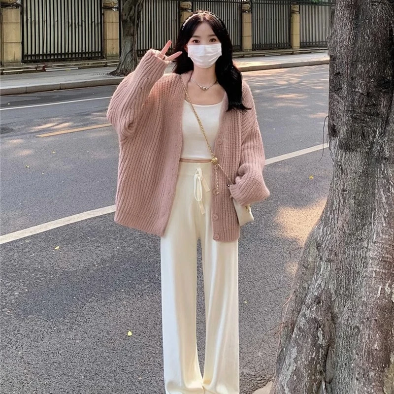 微胖女孩穿搭设计感小众上衣加厚秋冬毛衣针织开衫外套慵懒风女潮