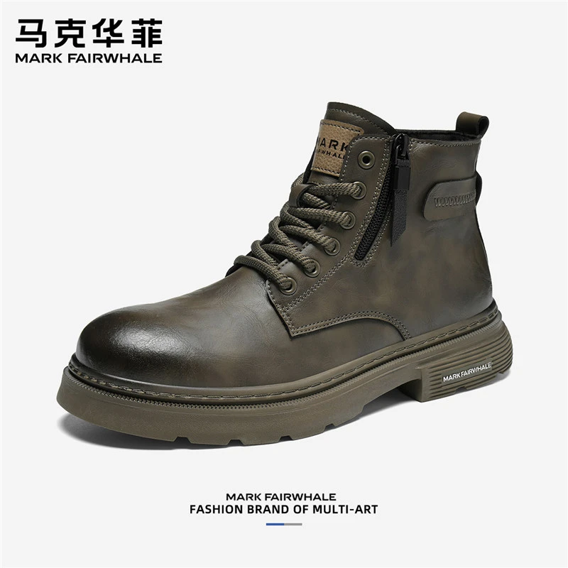 马克华菲秋冬季新款2025切尔西靴子厚底皮鞋男英伦风马丁短靴男鞋